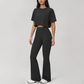 Wholesale round neck short sleeved top+flared pants 2-piece set