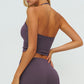 Halter-neck open-back sports tank top