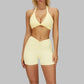 Removable breast sports bra+Sport shorts 2-piece set