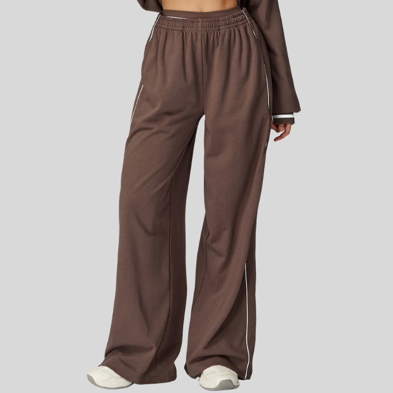 Loose-fitting striped color-blocked sweatpants