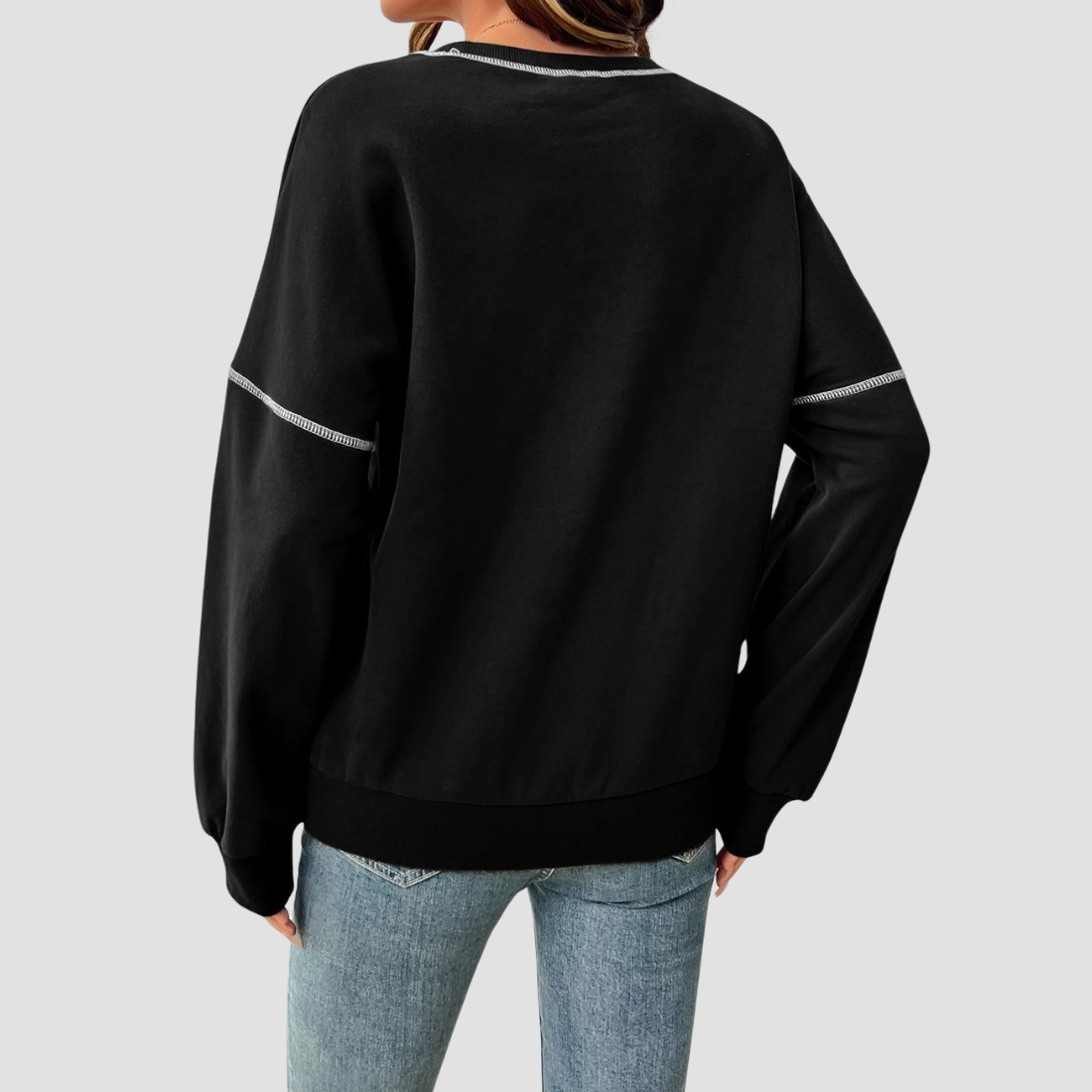 Wholesale Round Neck Seam Detail Sweatshirt – Casual Loose Sportswear Hoodie