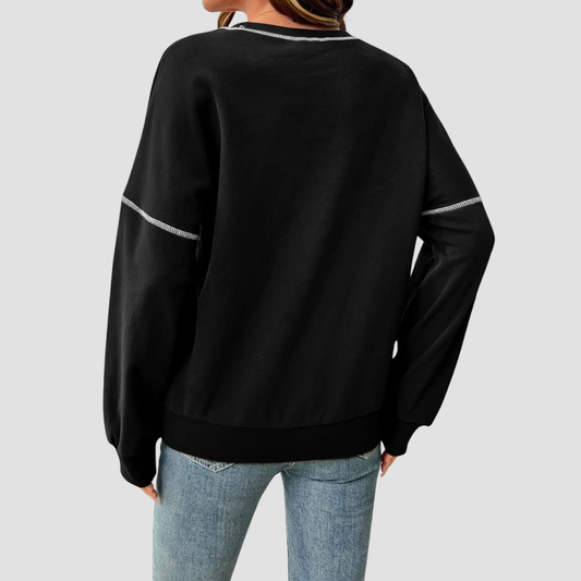 Wholesale Round Neck Seam Detail Sweatshirt – Casual Loose Sportswear Hoodie