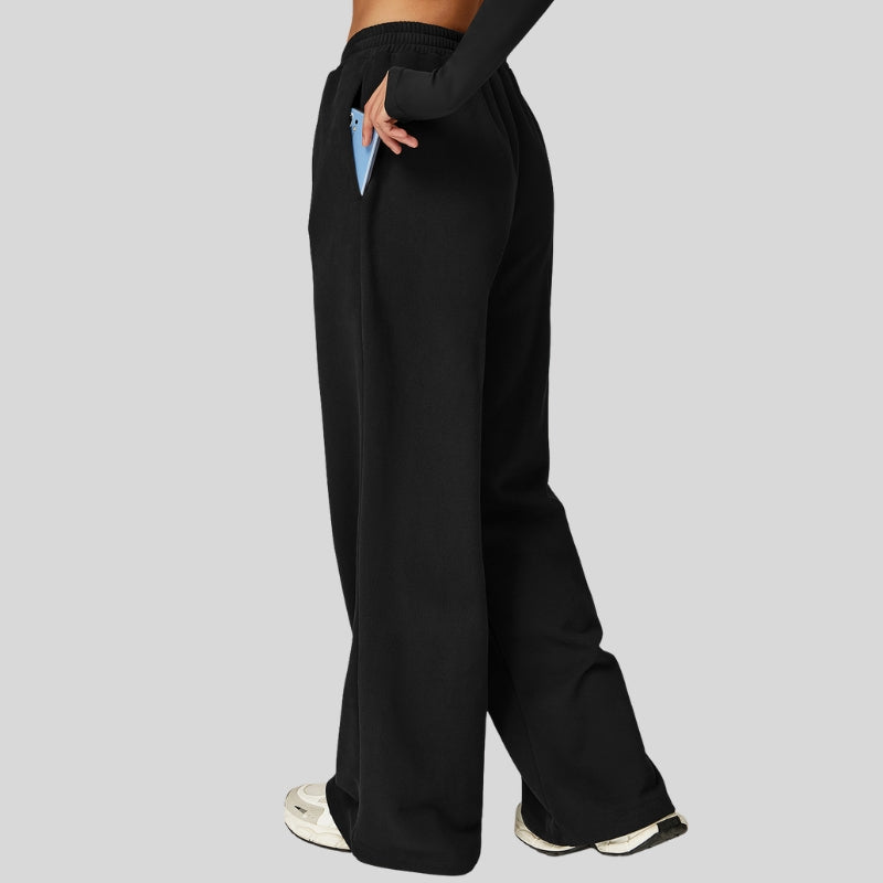 High-waisted wide-leg casual straight-leg pants