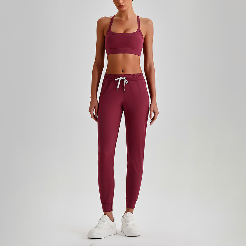 Wholesale Naked-Feel Open-Back Sports Bra & High-Waist Jogger Pants Set – Sculpting Yoga 2-Piece