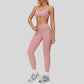 Sports bra with removable bra pads+High-waisted V-neck leggings at the back 2-piece set