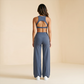 Wholesale Women's Brushed Fabric Sports Bra and Wide-Leg Pants Set