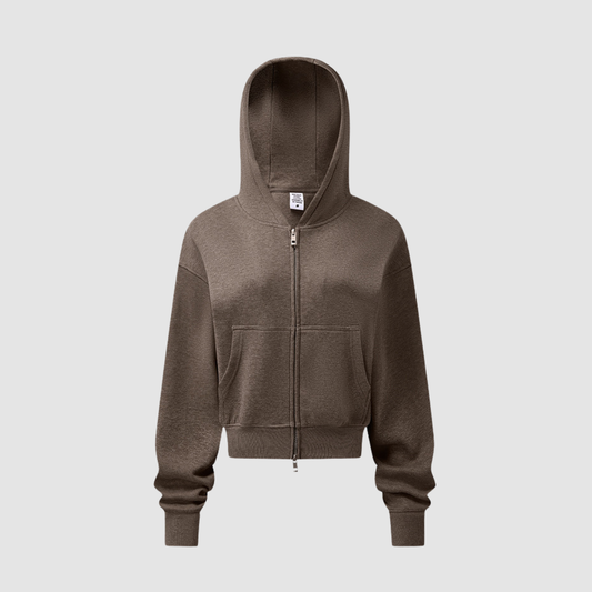 Wholesale Women’s Relaxed Zip-Up Hooded Sweatshirt – Cotton Blend