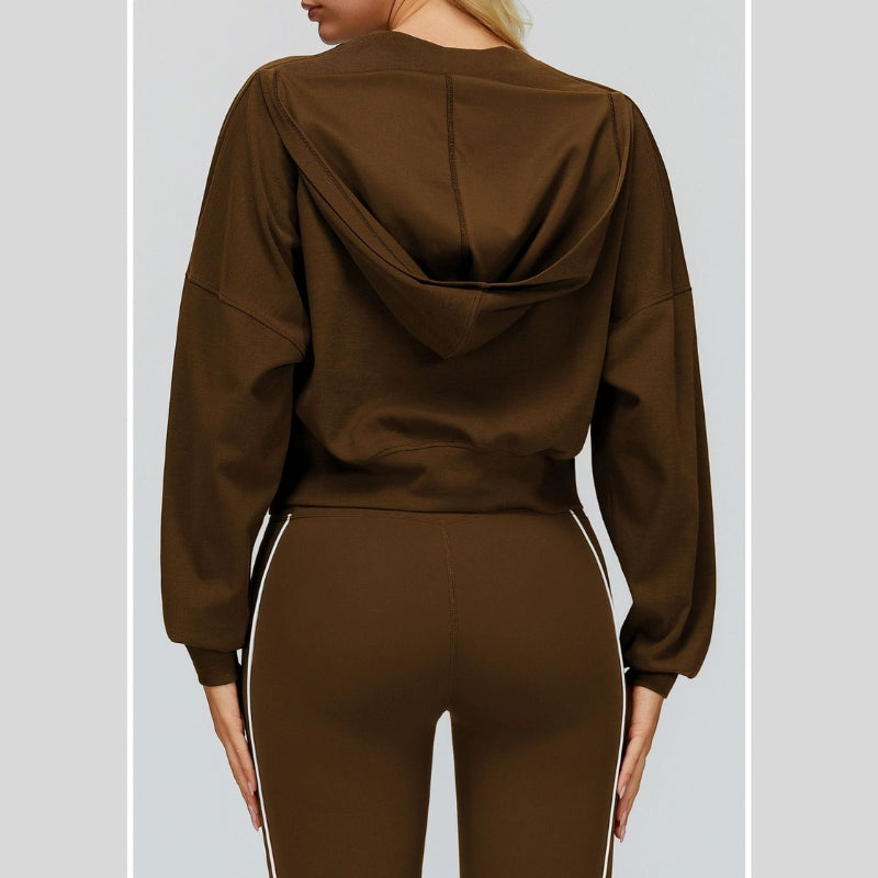 Warm V-neck hooded sweatshirt