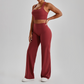 Wholesale Women's Peach Lift High Waist Flare Pants Yoga Set – Cross Back Sports Bra 0258