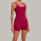 Wholesale Women's Retro Print Faux Two-Piece Yoga Unitard