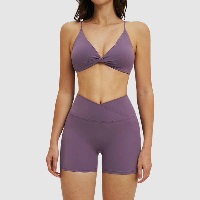 Wholesale thin-strap sports bra + shorts 2-piece set