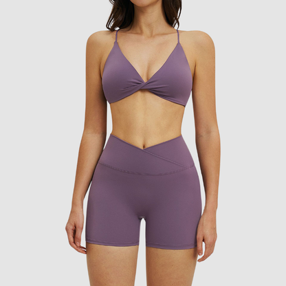 Wholesale thin-strap sports bra + shorts 2-piece set