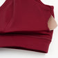 Contrasting color open-back bra + high-waisted contrasting shorts 2-piece set