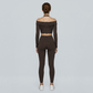 High-Elastic Quick-Dry Bare-Skin Long Sleeve Cover-Up + Bra + Leggings 3-piece set