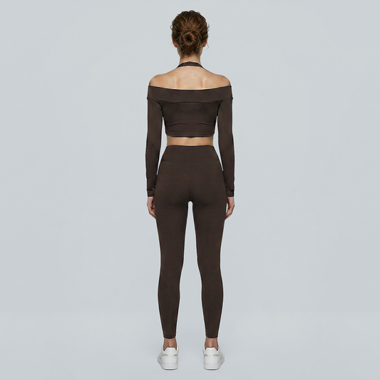 High-Elastic Quick-Dry Bare-Skin Long Sleeve Cover-Up + Bra + Leggings 3-piece set