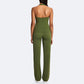 Classic halter-neck open-back tank top + loose-fitting pants 2-piece set