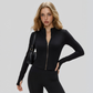 Women's Slim Fit Long Sleeve Yoga Jacket with Gold Zipper