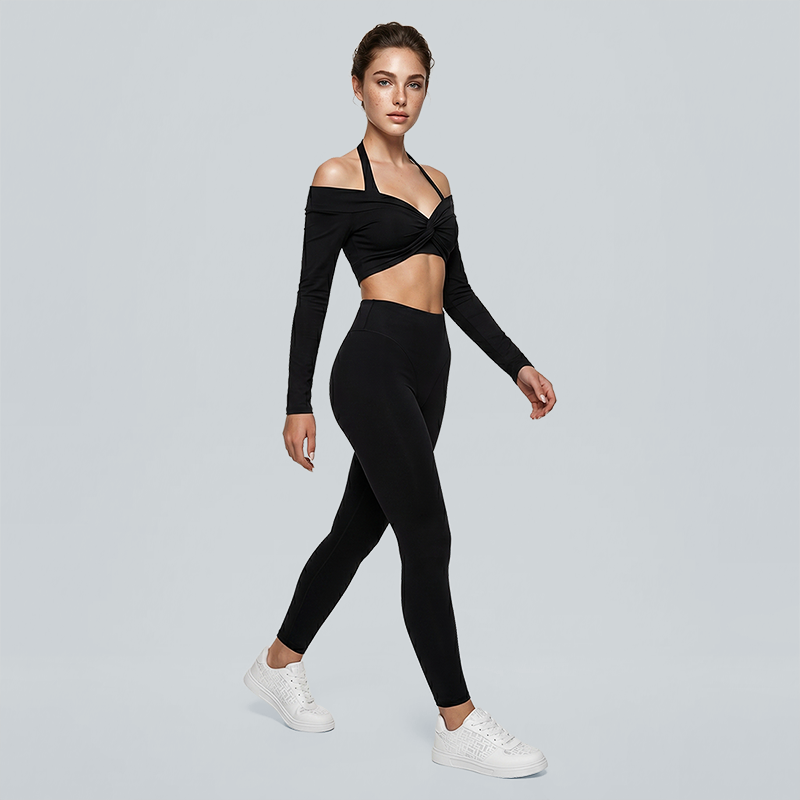 High-Elastic Quick-Dry Bare-Skin Long Sleeve Cover-Up + Bra + Leggings 3-piece set