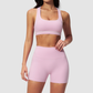 Wholesale Women's Seamless Seam-Detail Sports Bra + High-Waist Shorts Set – Butt-Lifting Yoga Gym Activewear