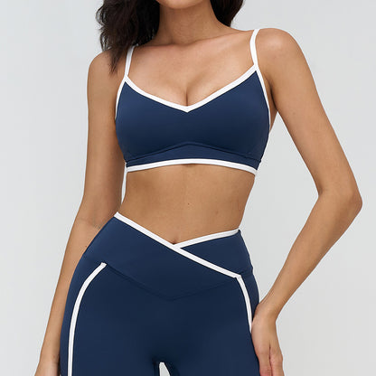 Women's Contrast Color Thin Strap Sports Bra