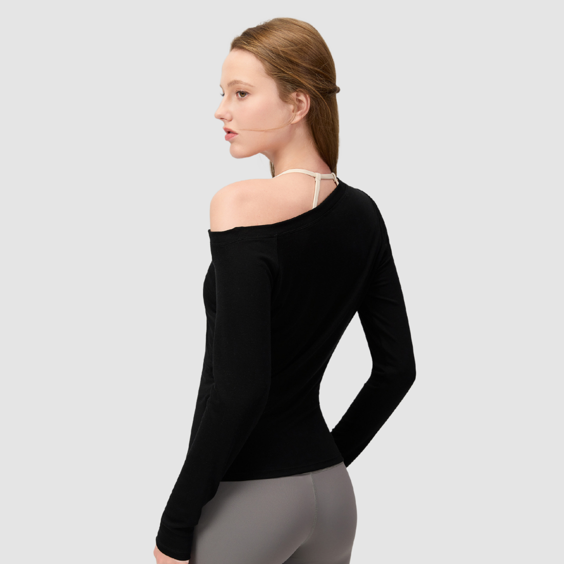 Wholesale Women's Lyocell Off-Shoulder Long-Sleeve Yoga Top