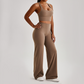 Wholesale Women's Peach Lift High Waist Flare Pants Yoga Set – Cross Back Sports Bra 0258