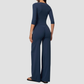 Wholesale Women's Round neck mid sleeve top+Hip lift Wide-Leg Yoga Set