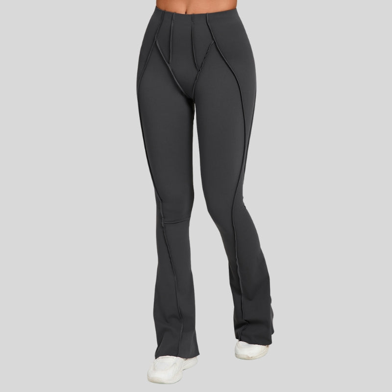 High-waisted and slightly flared casual athletic pants
