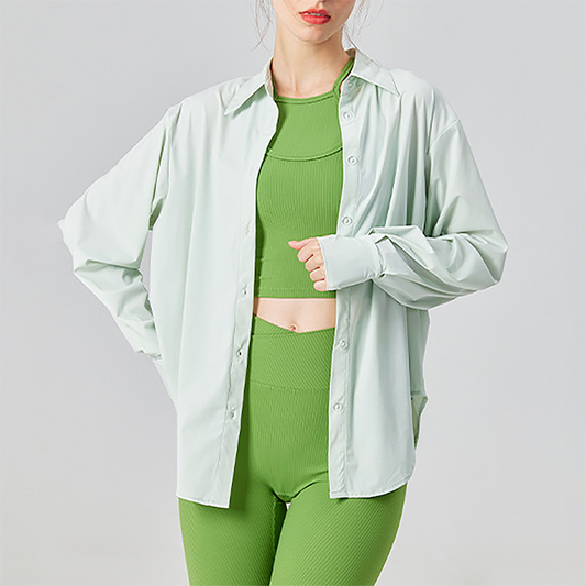 Wholesale UPF50+ Ice-Feel Sun Protection Cardigan – Lightweight Long Sleeve Yoga Cover-Up