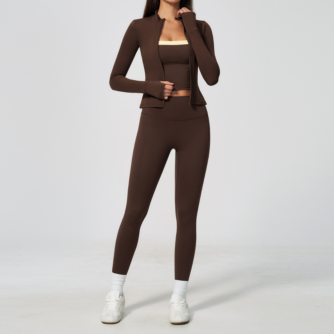 Wholesale Wholesale 3-Piece Yoga Set – Cardigan & Bra & Leggings Fitness Outfit