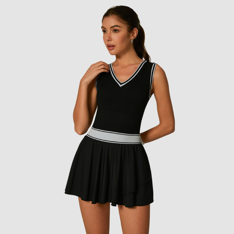 Wholesale contrasting one-piece ruffled tennis skirt