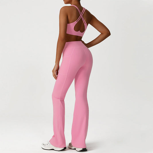 Wholesale Cross-Back Sports Bra + Flared | Wonderxfans bulk activewear