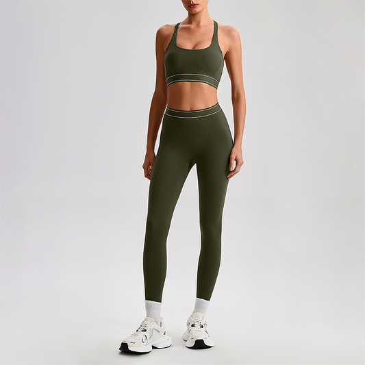 Wholesale Naked-Feel Sports Bra & High-Waist Biker Shorts Set – Quick-Dry Yoga 2-Piece