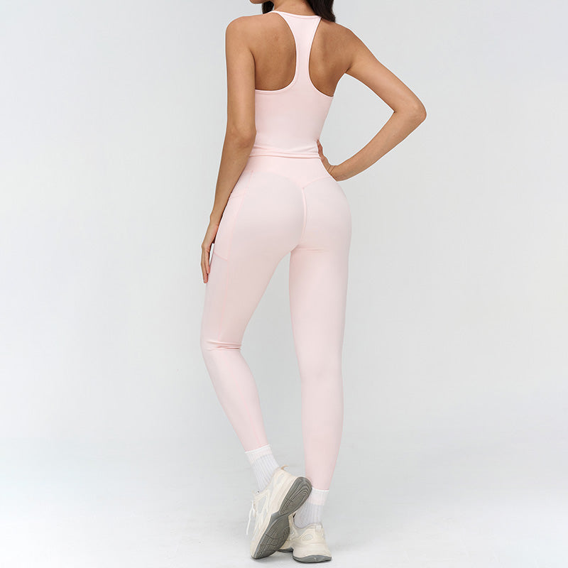Racerback tank top + high-waisted leggings 2-piece set