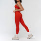 Halter-neck open-back sports bra + high-waisted leggings 2-piece set