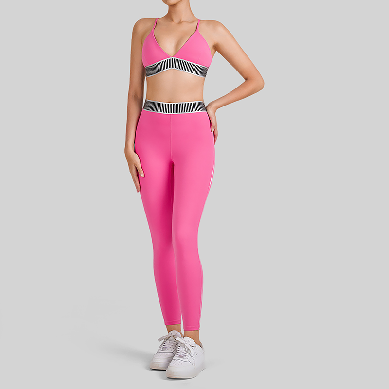 Wholesale Women's Cross-Back Sports Bra & High-Waist Leggings Set – Tummy Control Yoga Set
