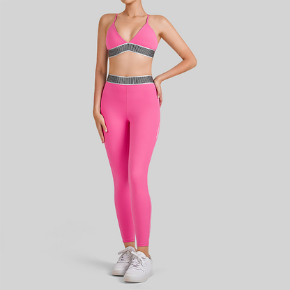 Wholesale Women's Cross-Back Sports Bra & High-Waist Leggings Set – Tummy Control Yoga Set