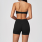 Wholesale Women's Halter Neck Yoga Set – Padded Bra & High-Waist Shorts Activewear