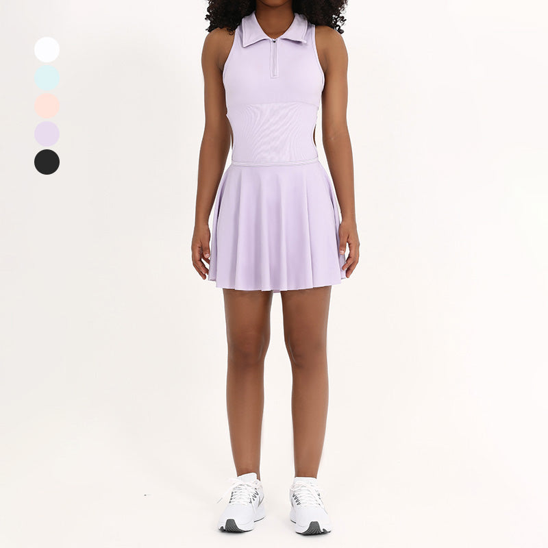 Vestido de tenis recortado de cuello de polo