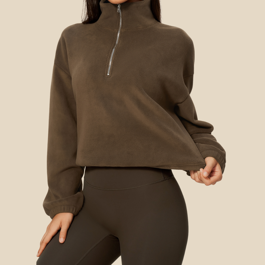 Wholesale Women's Activewear Fleece-Lined Stand-Collar Half-Zip Sweatshirt