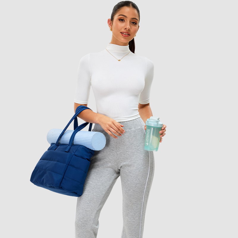 Wholesale high-neck mid-length sleeve fitness top