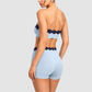 Women's Activewear Padded Color-Block Sports Bra & High-Waist Shorts Yoga Set