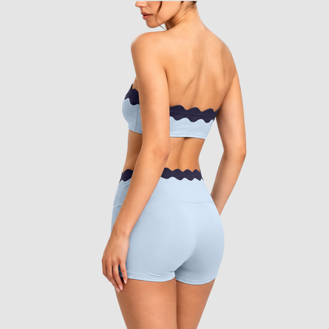 Women's Activewear Padded Color-Block Sports Bra & High-Waist Shorts Yoga Set