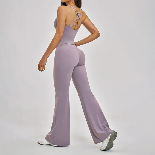 Wholesale Cross Back Tank Top+High Waist pant 2-piece Set