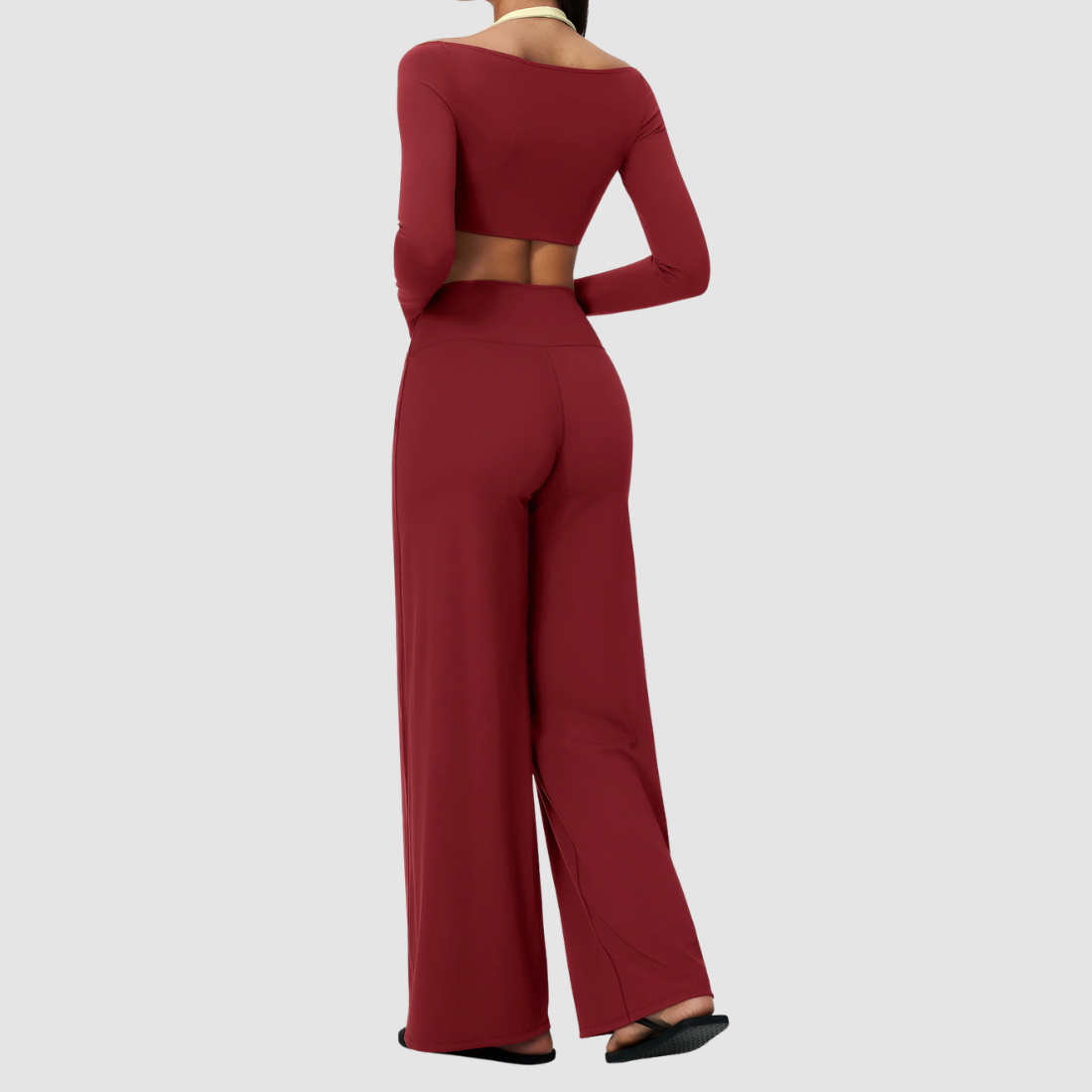 Wholesale Women's Long-Sleeve Top+Wide-Leg Fitness Pants Yoga Set