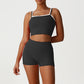 Layered-Look Spaghetti Strap Crop Top + High-Waisted Butt-Lifting Shorts 2-Piece Set