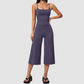 Wholesale Women's Brushed Spaghetti-Strap Tank Top & Wide-Leg Cropped Pants Set – Seam-Detail 2-Piece Yoga Set