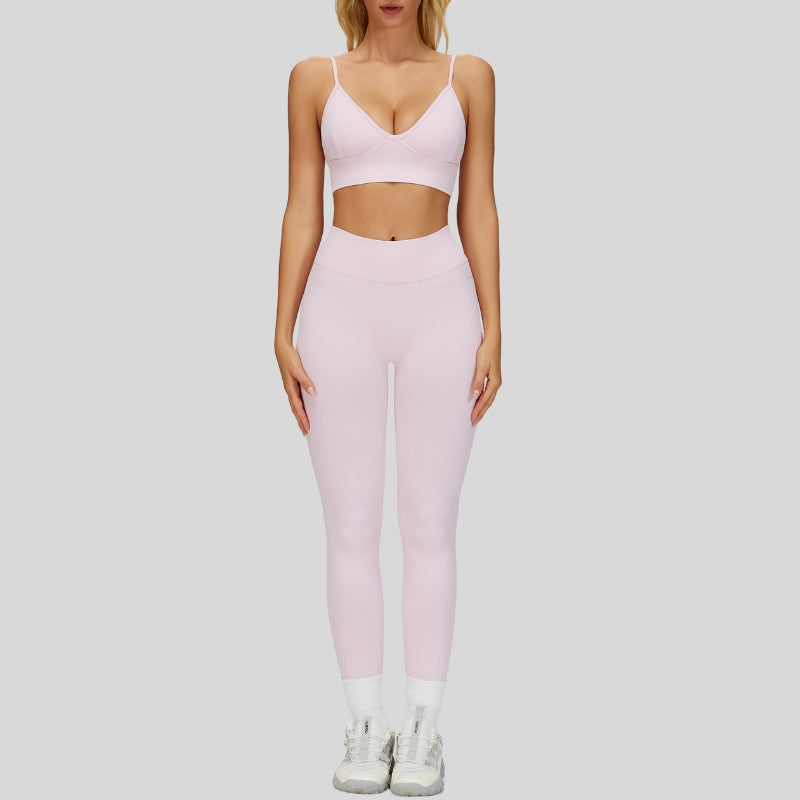 seamless Sports Bra + High-waisted leggings 2-Piece Set