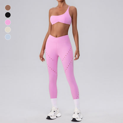 Wholesale one-shoulder Sports Bra + High | Wonderxfans bulk activewear