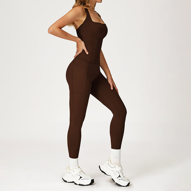 THIN STRAPS TANK TOP + HIGH-WAISTED LEGGINGS 2-PIECE SET